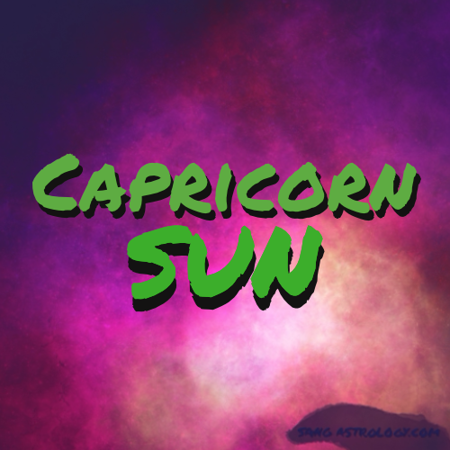 Text Capricorn Sun over a pink/purple background