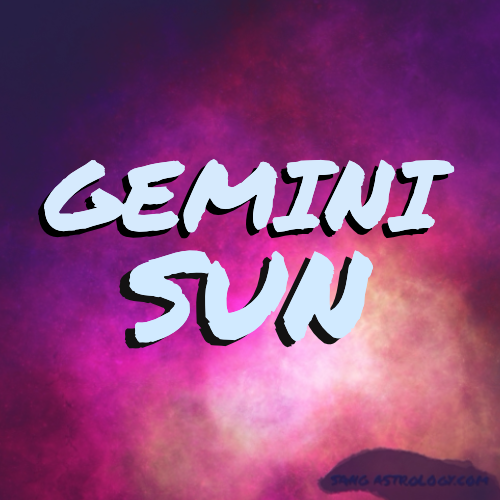 text reading Gemini Sun over a pink/purple background